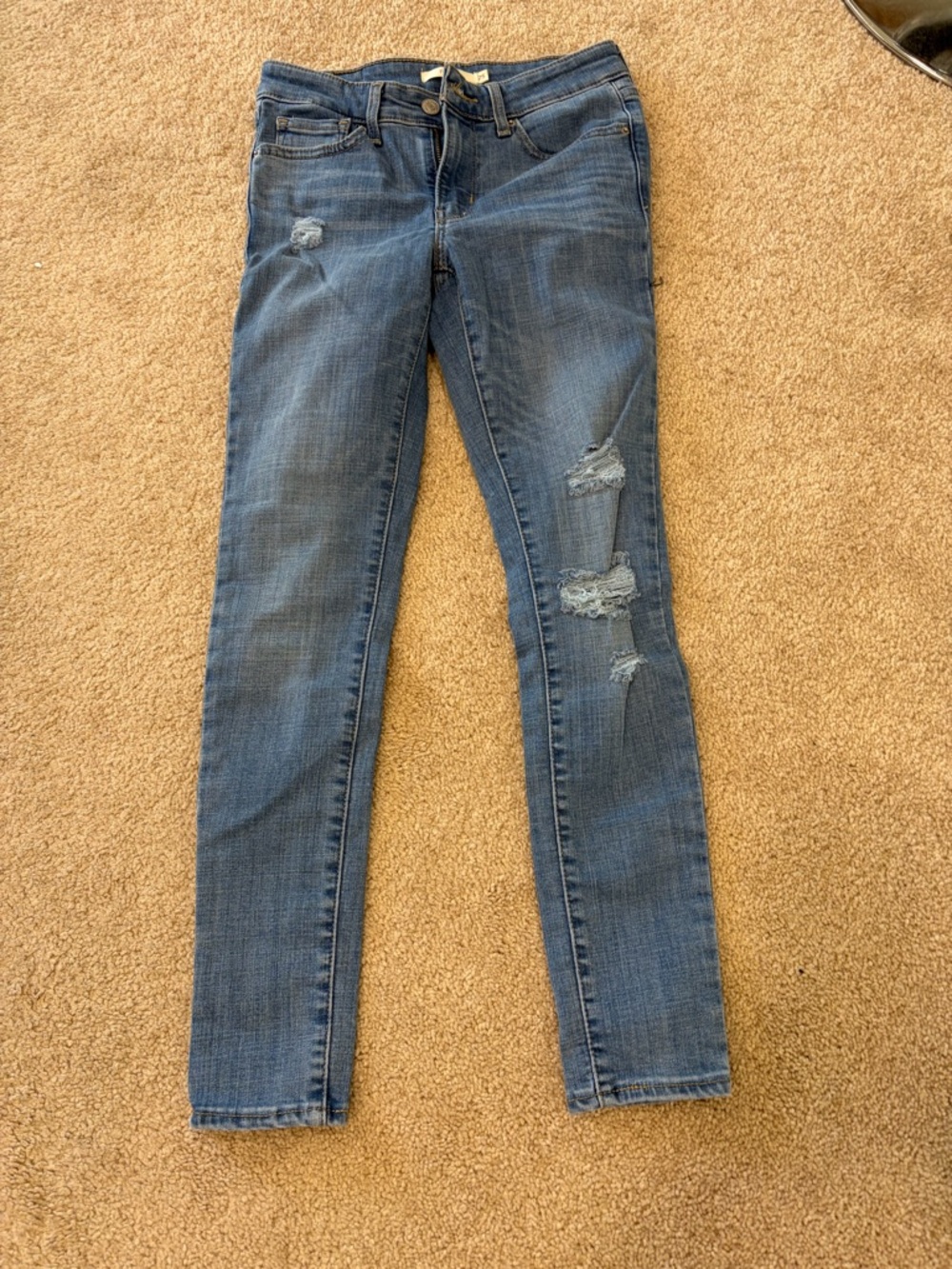 Women's Levi’s Mid-Blue Distressed Skinny Jeans